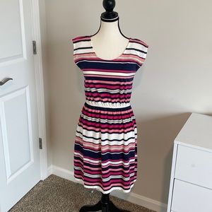 Pink rose Striped scoop neck short sleeved dress